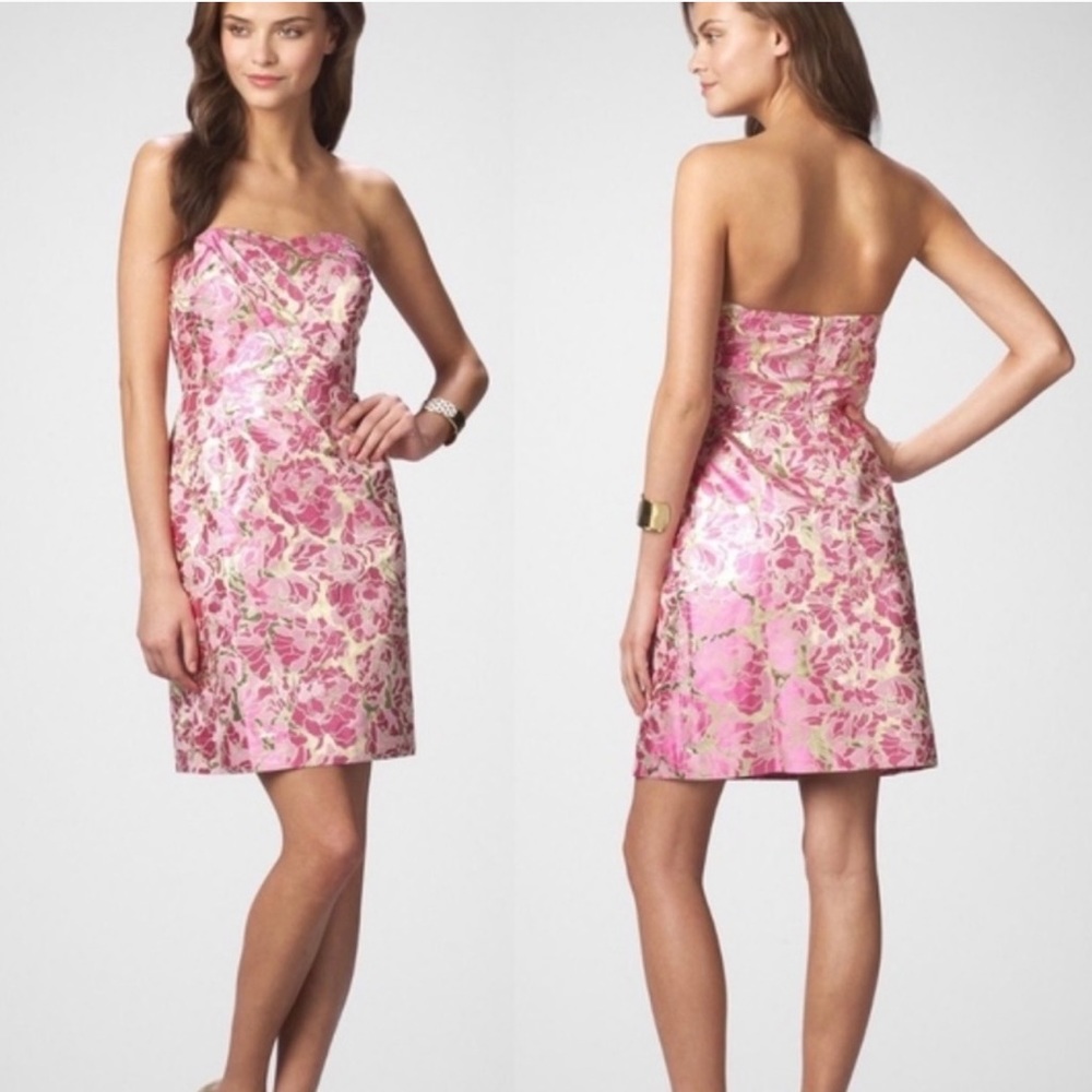 Lilly Pulitzer Strapless Dress in Pink and Cream Floral